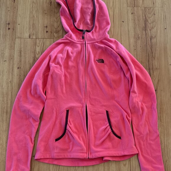 The North Face Women’s M Pink Polartec Classic Full Zip Hoodie Jacket Pockets - Picture 1 of 10